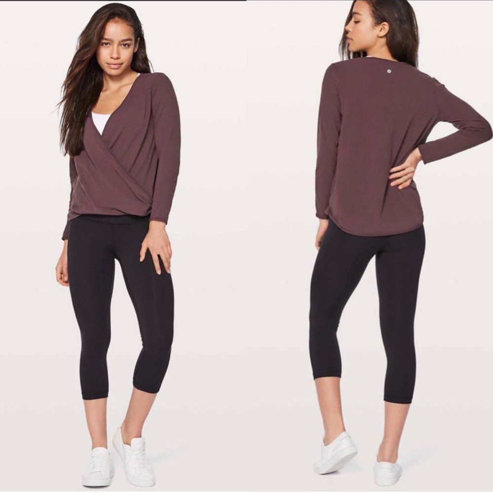 lululemon athletica Women's Wrap Top in Burgundy and Black